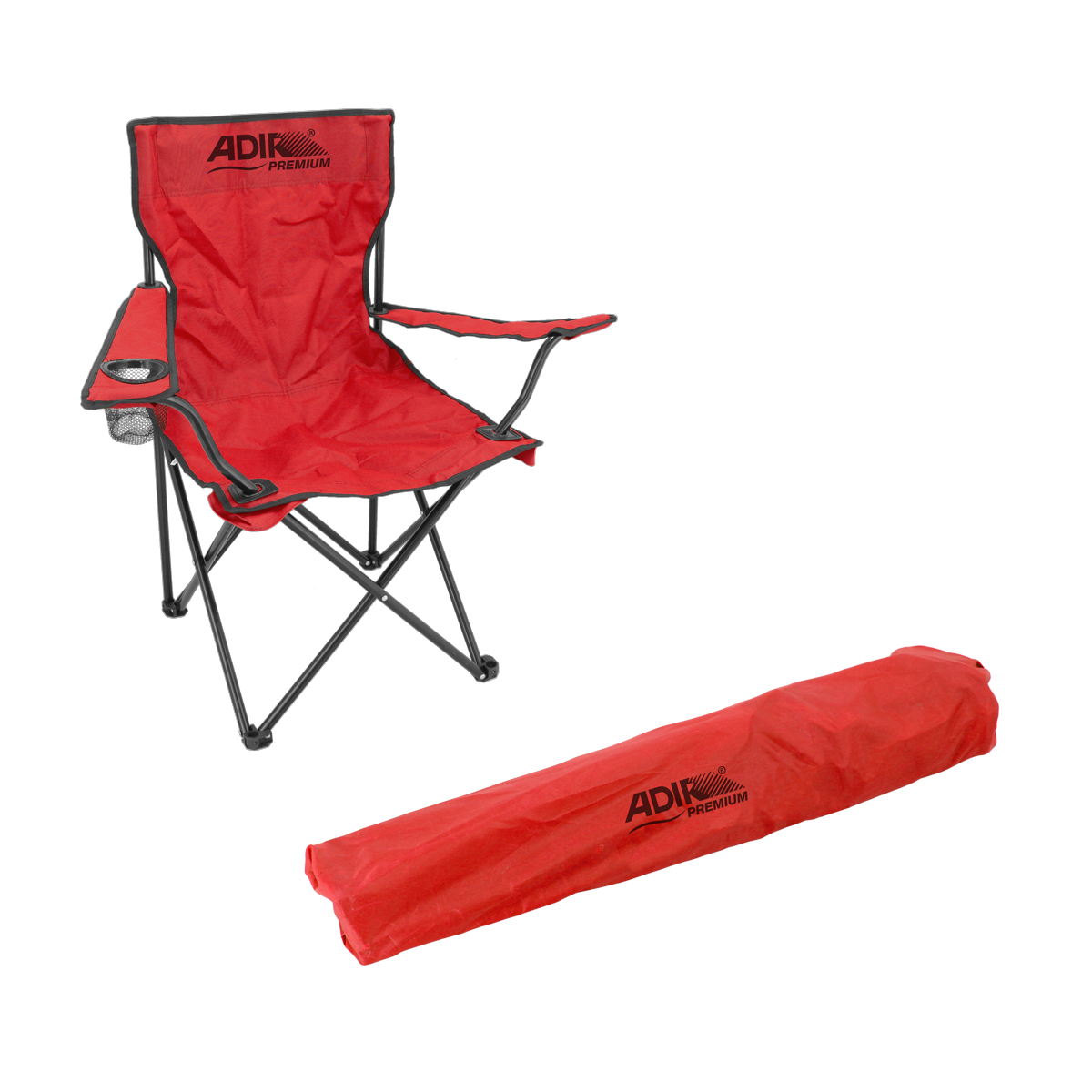Silla plegable de campismo con portavaso roja 10856 Adir