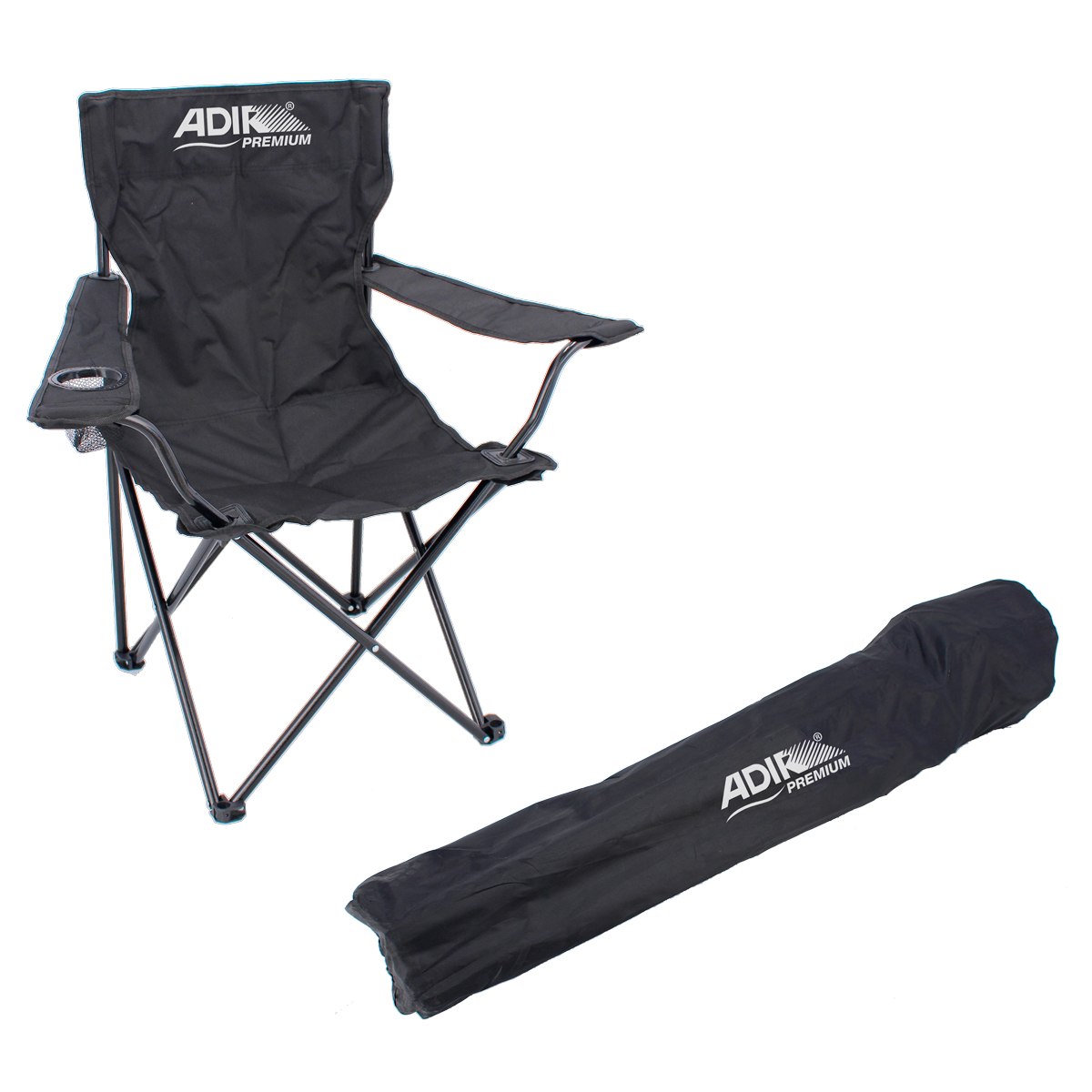 Silla plegable de campismo con portavaso negra 10858 Adir