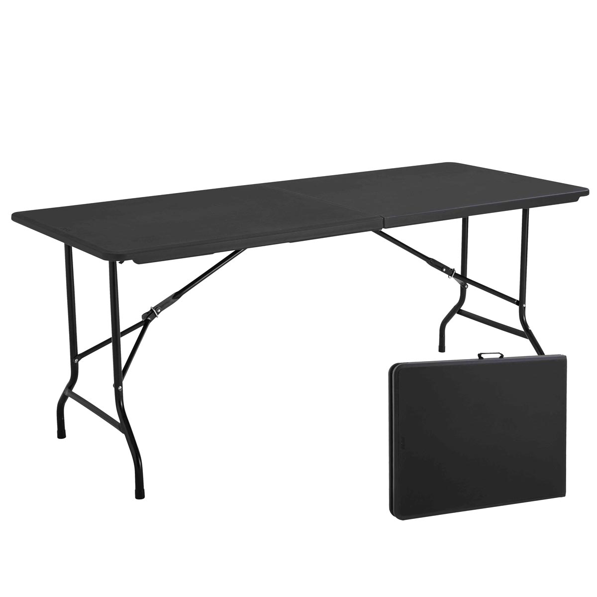 Mesa plegable tipo picnic 180 cm negra 12149 Deco Hogar