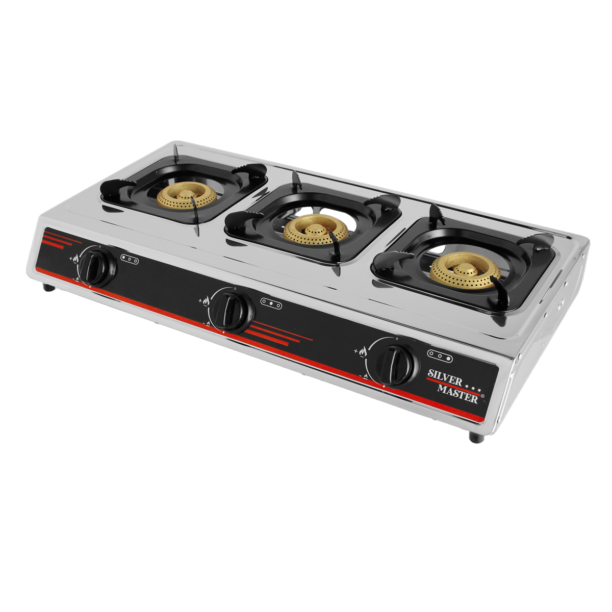 Parrilla de Gas para mesa de 3 quemadores con chispero 12308 Silver Master