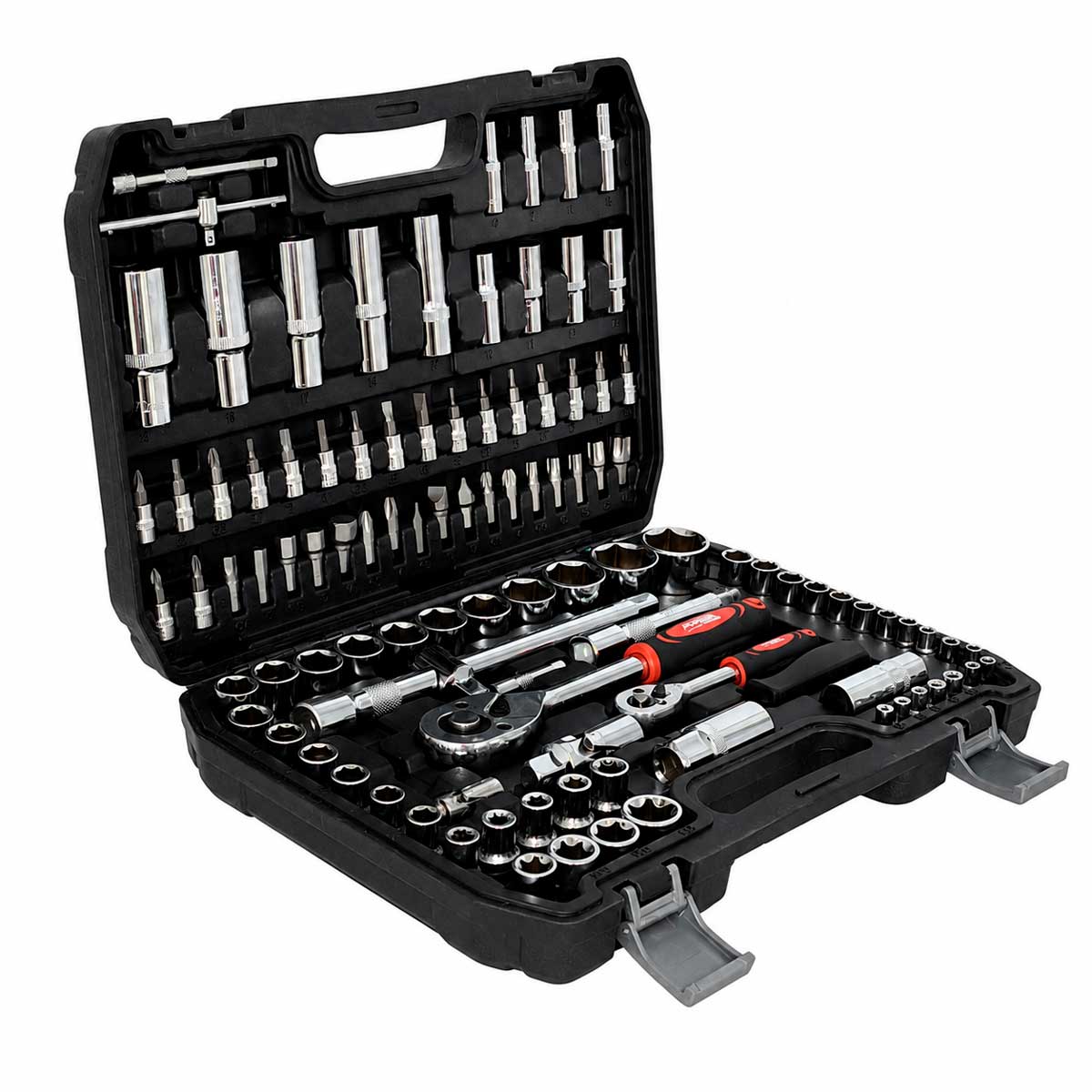 Juego de herramientas mecánicas Autoclé con 108 piezas mandos 1/4" y 1/2" 15217 Adir