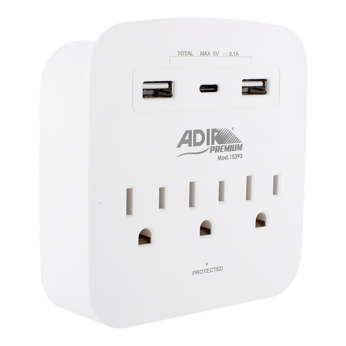 Derivador de pared de tres tomas con supresor de picos 490 J 15393 Adir