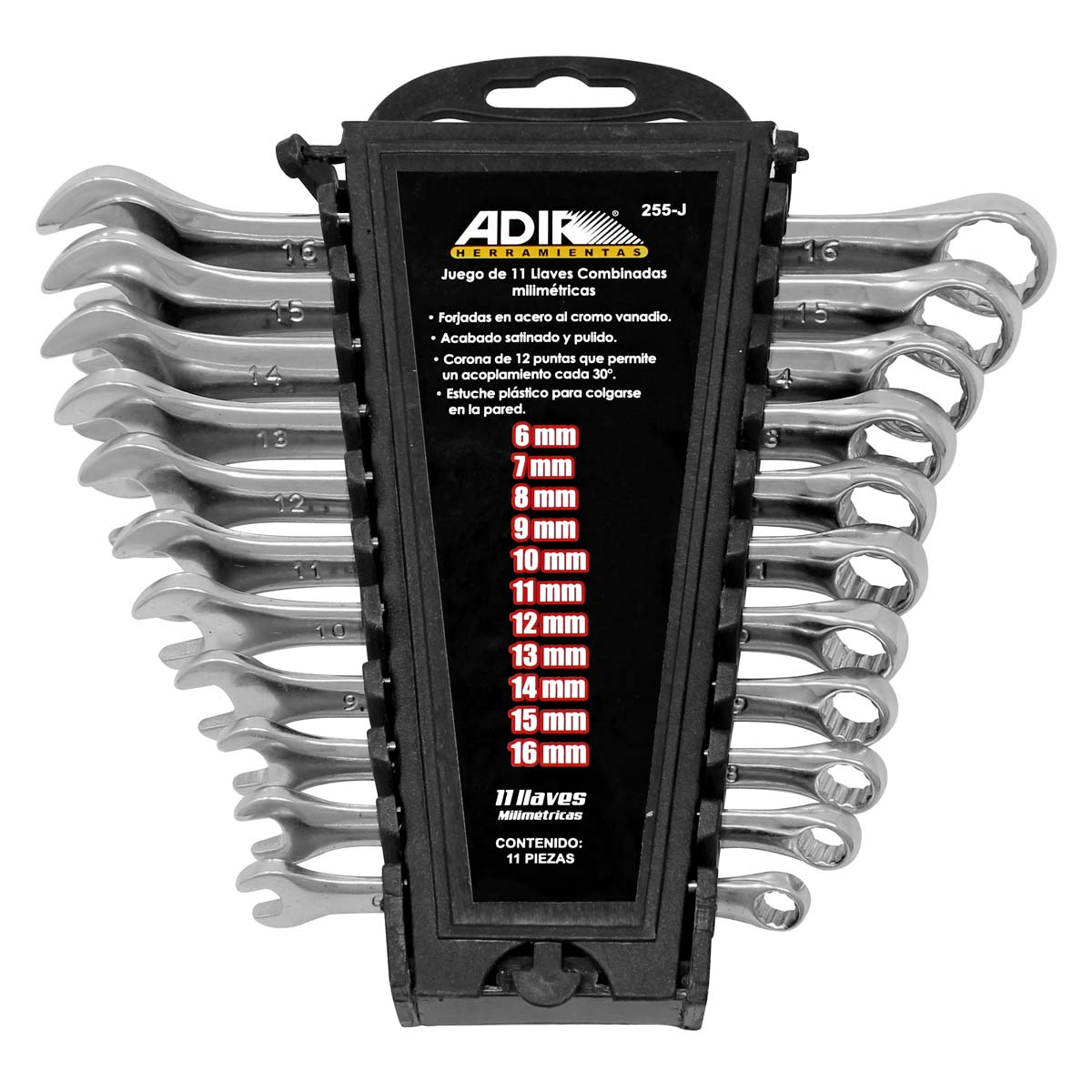 Llaves combinadas milimétricas 11 piezas 255-J Adir 