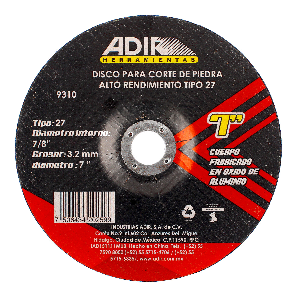 Disco para corte de piedra 7" x 3.2 mm 9310 Adir
