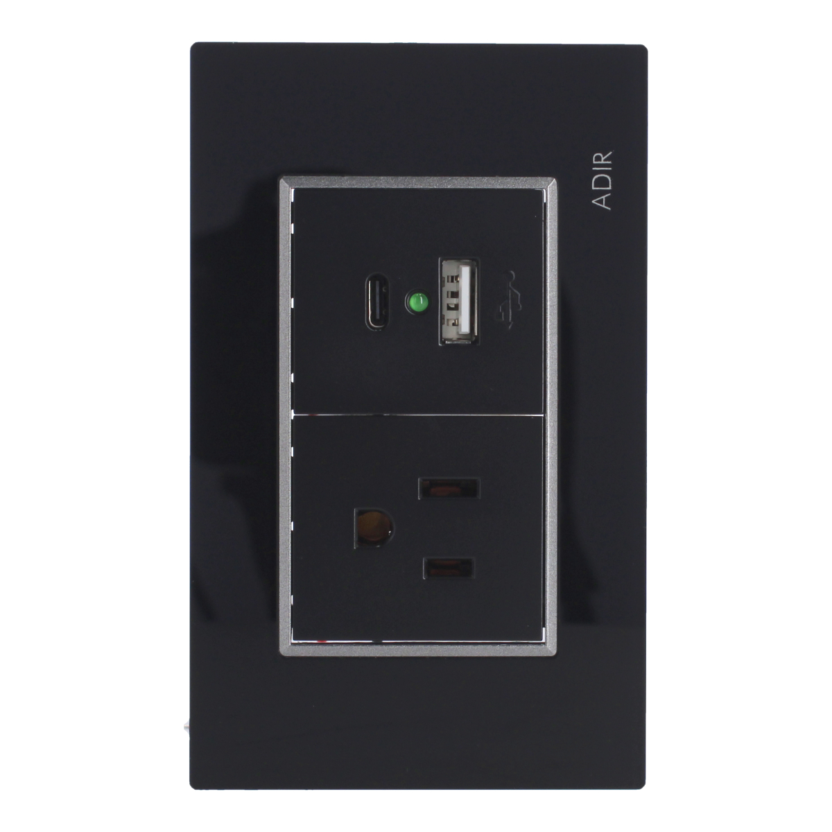Placa con 1 contacto1 aterrizado y 2 puertos USB Tiffany Cristal 9795 Adir