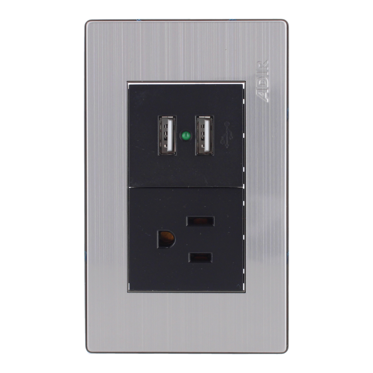 Placa con 1 contacto1 aterrizado y 2 puertos USB Mayorca 9822 Adir