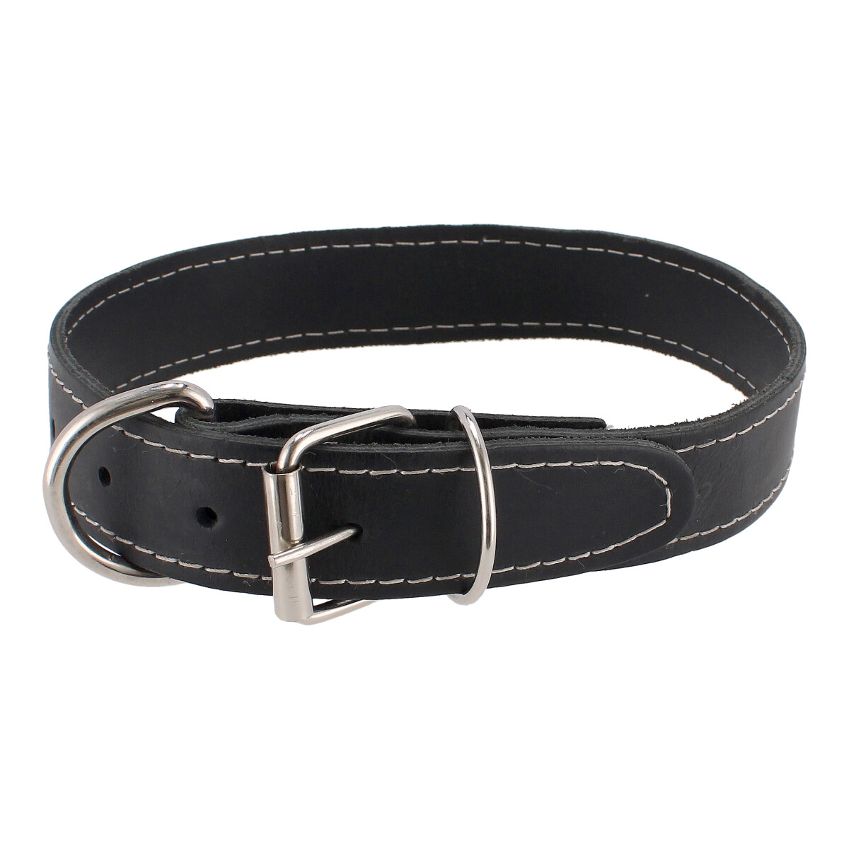 Collar de cuero negro para perro talla XL 62 cm x 3 cm