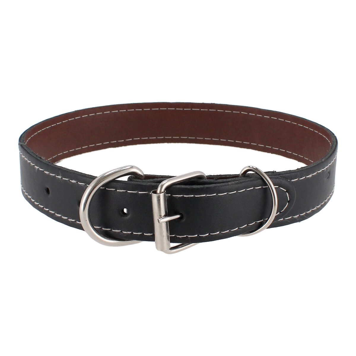 Collar de cuero negro para perro talla XXL 68 cm x 3.2 cm