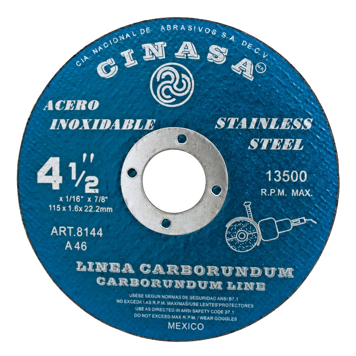 Disco para corte de Acero Inoxidable 4-1/2" 8144 Cinasa