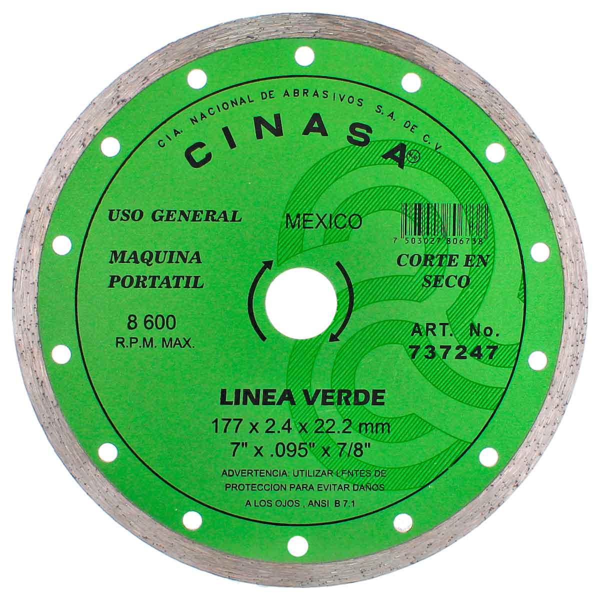 Disco diamante liso 7&quot; Cinasa