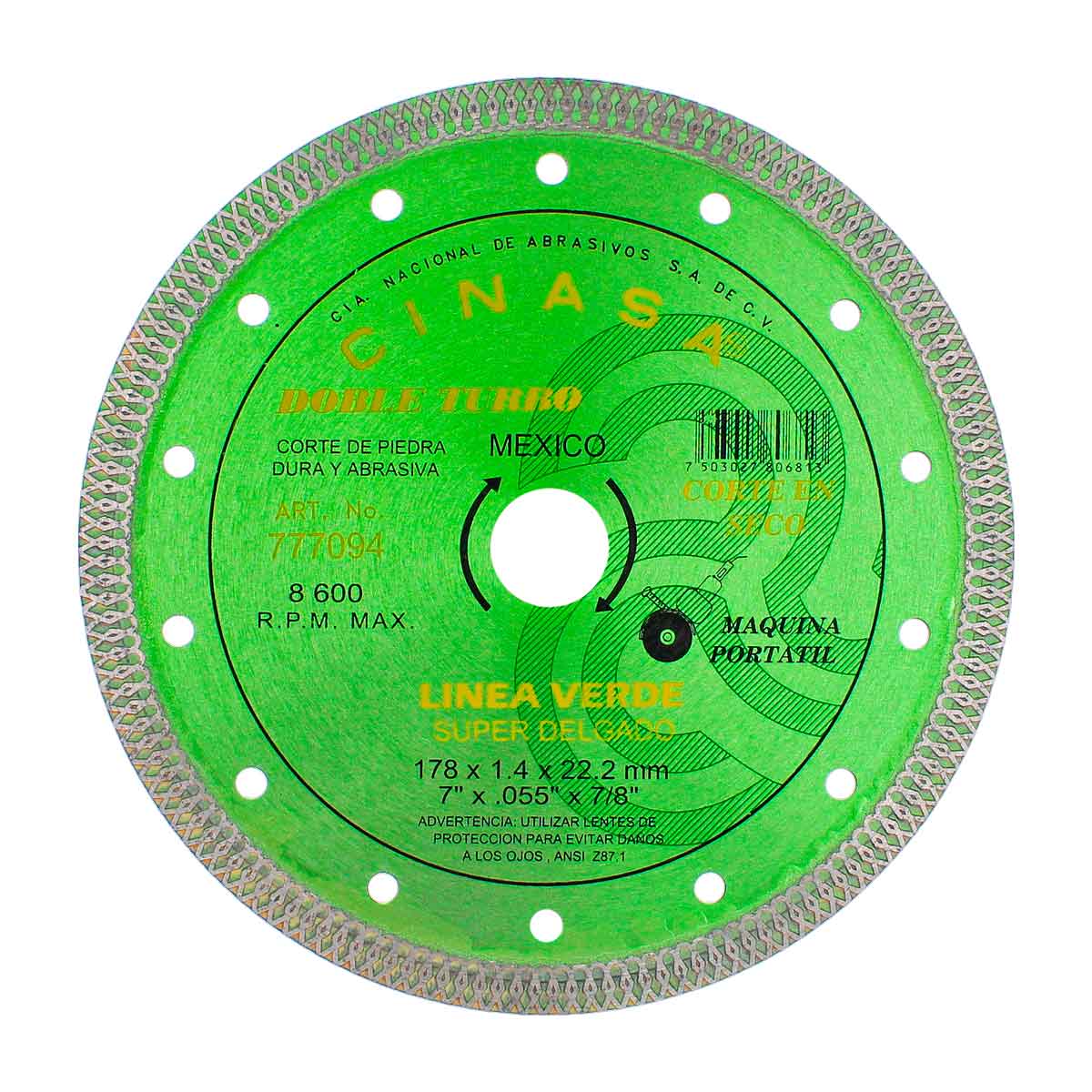 Disco para corte de piedra 7" 777094 Cinasa