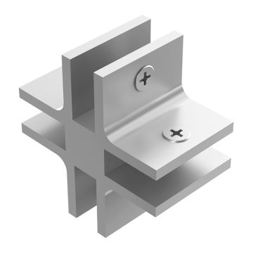Conector para vidrio cruz con opresores Herralum