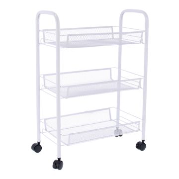 Carrito organizador de metal blanco 12137 DECO HOGAR