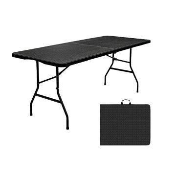 Mesa plegable tipo Ratán 180 cm negra 12150 Deco Hogar