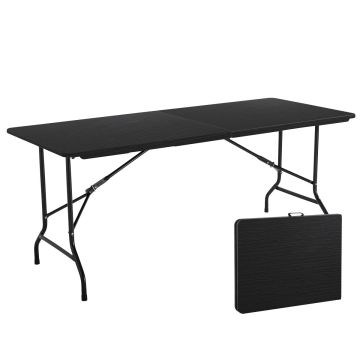 Mesa plegable tipo madera 180 cm negra 12151 Deco Hogar