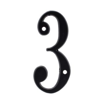Número "3" de latón sólido 4" Negro 13659 Adir