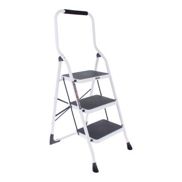 Escalera de 3 peldaños  blanca con barandilla alta 13771 Adir