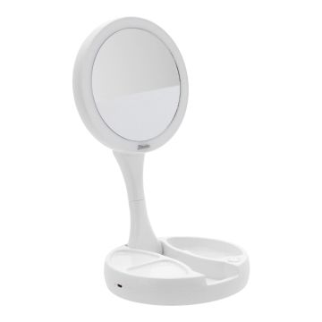 Espejo de maquillaje plegable doble cara con luz led 14442 Mavrik