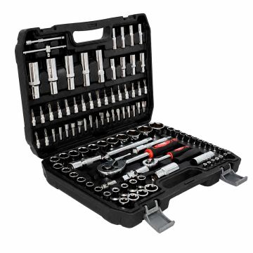 Juego de herramientas mecánicas Autoclé con 108 piezas mandos 1/4" y 1/2" 15217 Adir