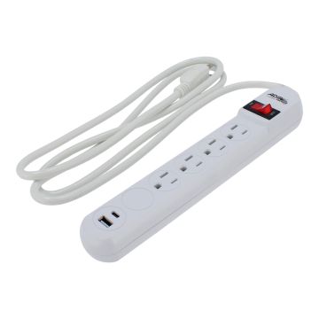 Multicontacto 4 contactos y 2 puertos y supresor de picos USB 15391 Adir