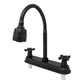 Mezcladora 8" para fregadero cuello flexible negro 16041 Maxflu
