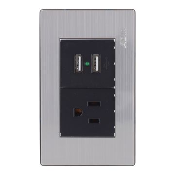 Placa con 1 contacto1 aterrizado y 2 puertos USB Mayorca 9822 Adir