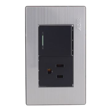 Placa con 1 apagador de escalera y 1 contacto aterrizado Mayorca 9825 Adir