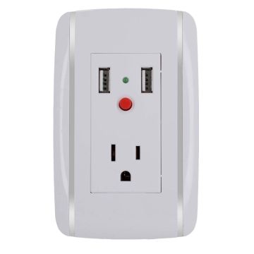 Placa con 1 contacto1 aterrizado y 2 puertos USB Bali 9899 Adir