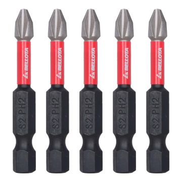 Juego de 5 puntas Phillips de impacto largo 50 mm 7PDIMPPH250 Bellota
