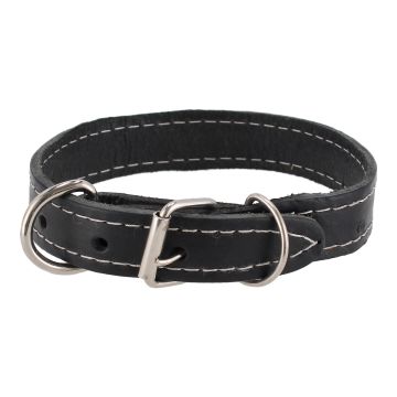 Collar de cuero negro para perro talla M 40 cm x 2 cm