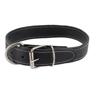 Collar de cuero negro para perro talla XL 62 cm x 3 cm