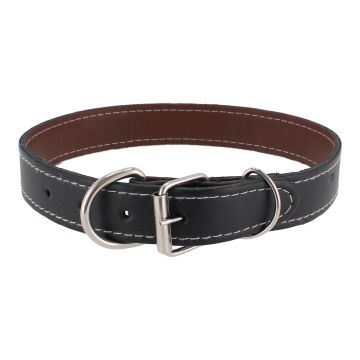Collar de cuero negro para perro talla XXL 68 cm x 3.2 cm