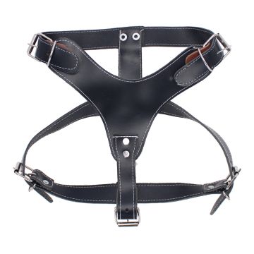 Pechera de piel para Perro talla # 6 negra