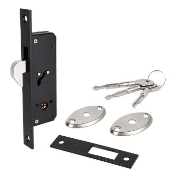 Chapa de gancho negra para puerta de aluminio DL003-B Axcent