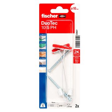 Kit de 2 anclajes para panel de yeso 10 S PH DuoTec con tornillos 539027 Fischer