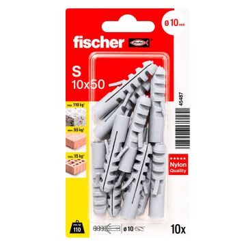 Kit de 10 taquetes de expansión S 10x50 45487 Fischer