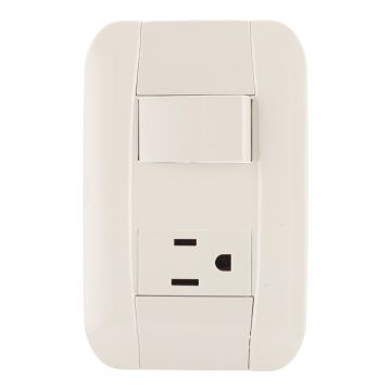 Placa clásica con 1 apagador sencillo y 1 contacto aterrizado FU1450 Fulgore