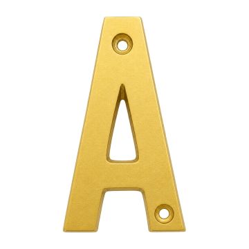 Letra "A" decorativa 83 mm de aluminio dorado
