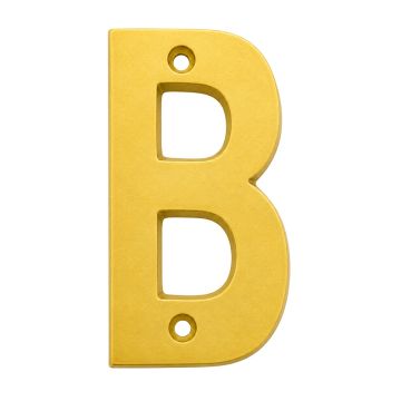 Letra "B" decorativa 83 mm de aluminio dorado