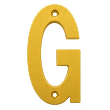 Letra "G" decorativa 83 mm de aluminio dorado