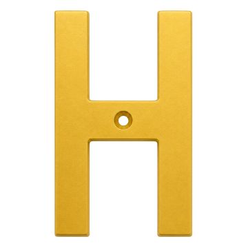 Letra "H" decorativa 83 mm de aluminio dorado