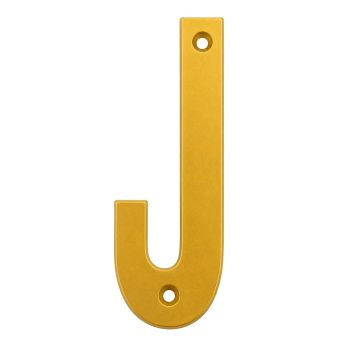 Letra "J" decorativa 83 mm de aluminio dorado
