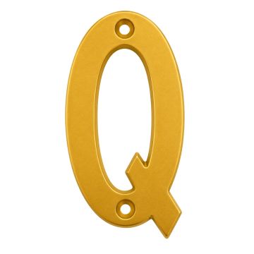 Letra "Q" decorativa 83 mm de aluminio dorado