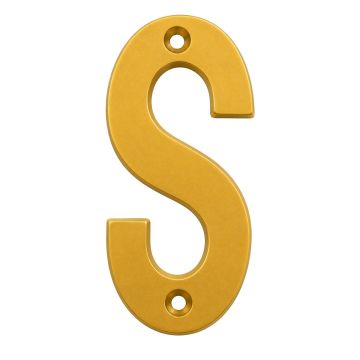Letra "S" decorativa 83 mm de aluminio dorado