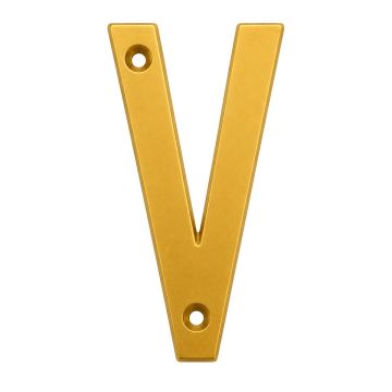Letra "V" decorativa 83 mm de aluminio dorado