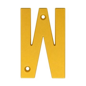 Letra "W" decorativa 83 mm de aluminio dorado