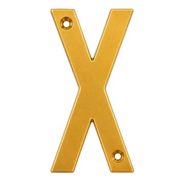 Letra "X" decorativa 83 mm de aluminio dorado