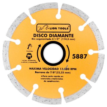 Disco diamante rin segmentado 4-1/2" 5887 Lion Tools