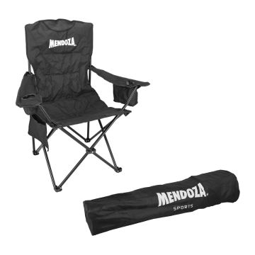 Silla plegable de campismo con portavaso negra MCS001 Mendoza