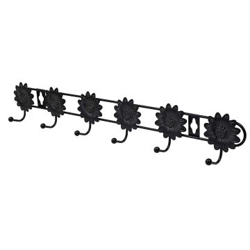 Perchero metálico de pared con 6 ganchos diseño floral